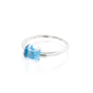 Blue Topaz Cushion Cabachon Ring