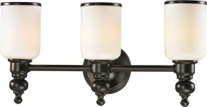 Bristol Way 3 Light Vanity In Oil Rubbed Bronze and Opal White Glass