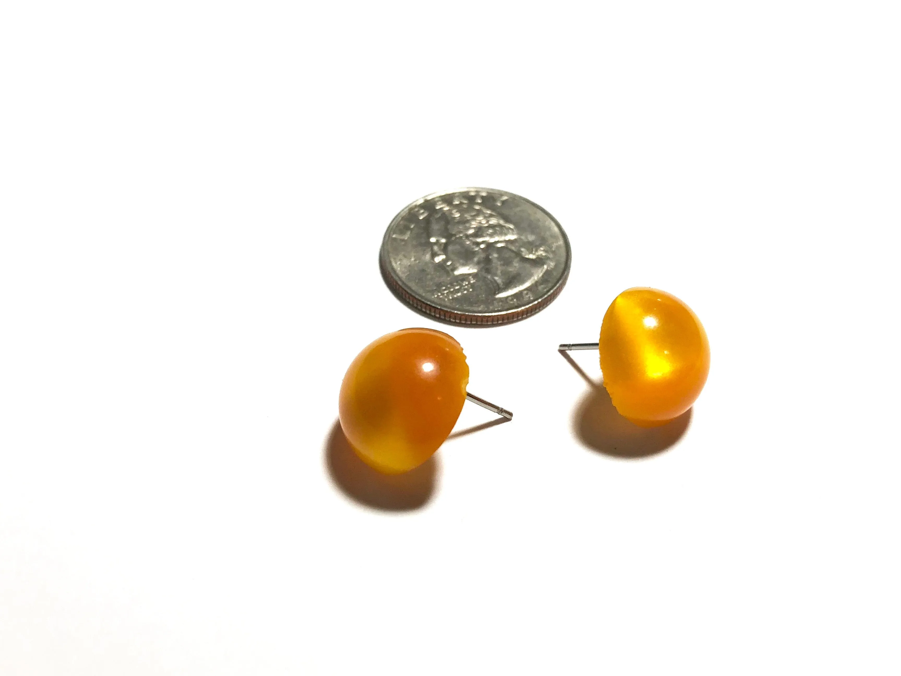 Marigold Moonglow Retro Button Stud Earrings