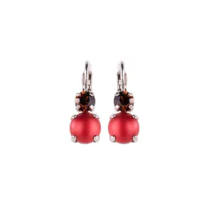 Medium Double Stone Leverback Earrings "Bonfire" - Rhodium